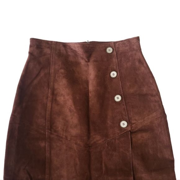 POSITANO Vintage 90s Genuine Leather Suede Western Maxi Skirt Size 10 - Picture 3 of 10